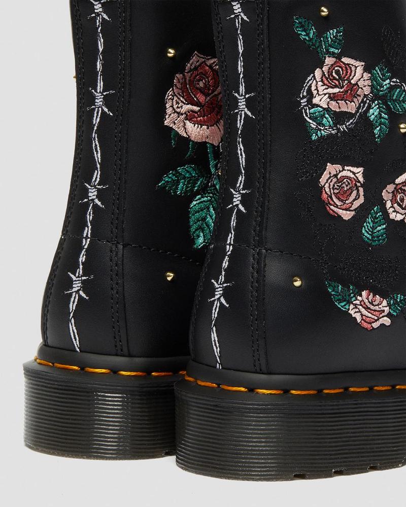 Women's Dr Martens 1460 Vonda Floral Leather Lace Up Boots Black | AU 214UZG